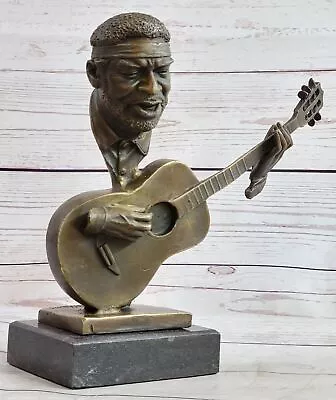 Art Deco Large Dwight Music Musician Guitar Player Jazz Bronze Figurine Statue • $124.50