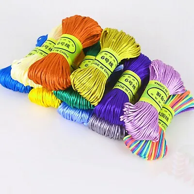 £2.39 • Buy 20 Meter 1.5mm Braided Macrame Satin Silk Cord Chinese Knot Nylon Rattail Thread