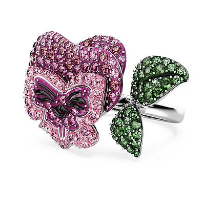 Swarovski Alice In Wonderland Cocktail Ring Flower Rhodium Size 50-55 5682817 • $151.95