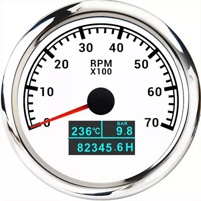 85mm Tachometer Gauge 7000RPM Water Temp Oil Pressure Hour Meter For Car Boat  • $34.19