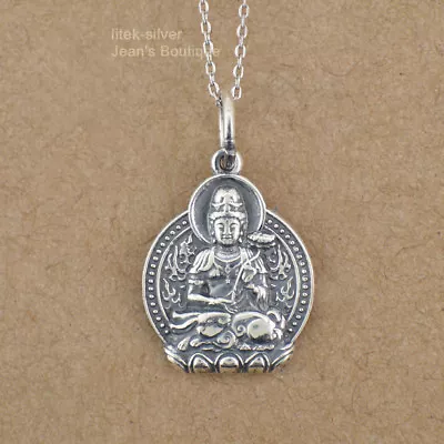 925 Sterling Silver Buddha Amulet Prayer Pendant Charm Necklace A2150+chain B • $42.74