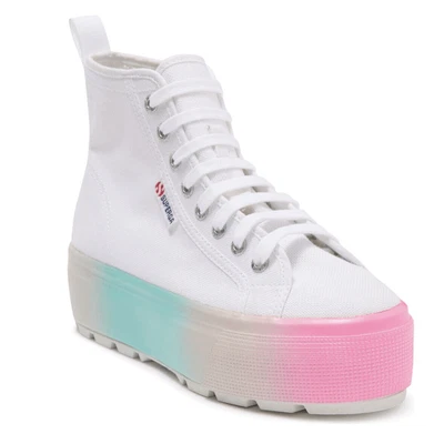 $59.98 • Buy SUPERGA Platform Sneakers Lace-Up High Top Womens Size 9.5 White Barbie NEW