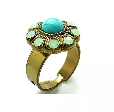 Mariana Ring Floral Turquoise & Chrysolite Opal Swarovski Crystal My Treasure... • $55