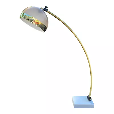 Vintage Mid-Century Modern Arc Arch Adjustable Brass Floor Lamp With Marble Bass • $1550