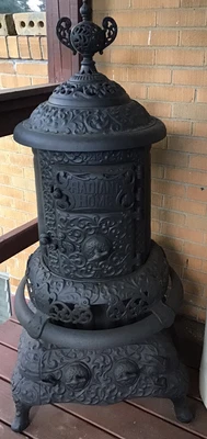 $475 • Buy Antique Cast Iron Rare Black Radiant Wood Burning Stove  Pat. 1897 #216 …read…