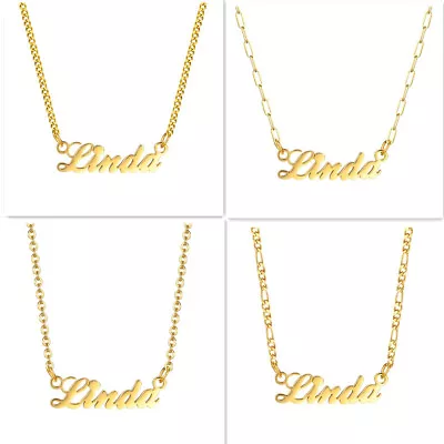 £8.75 • Buy Personalised ANY NAME Necklace CUSTOM FONT Stainless Steel Pendant Chain Gift