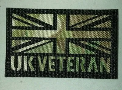 Union Jack Flag UK Veteran Tactical Badge In MTP Or Green Hook And Loop Backing • £5.99