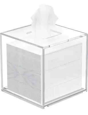 Square Clear Acrylic Bathroom Tissue Box Cover Container • $18.70