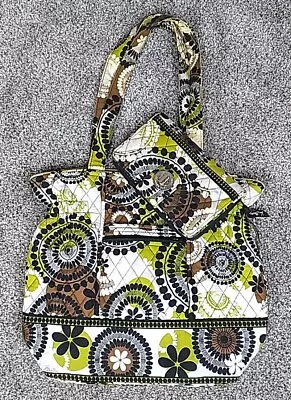 Vera Bradley Large Shoulder Bag Purse & Wallet Cocoa Moss Floral Brown Green • $21.99