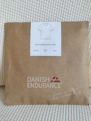 Danish Endurance Crew Neck Black Organic Modal T-Shirt Men's Size M • £11.49