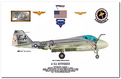 A-6A Intruder VMA (AW) 332 Moonlighters USMC Attack Aircraft Print (1969) • $54.99