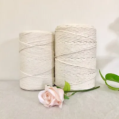 $34 • Buy 3mm/4mm/5mm/6mm Macrame Cord 100% Natural Cotton Single Strand Rope Craft Supply