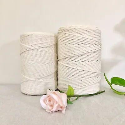 3mm/4mm/5mm/6mm Macrame Cord 100% Natural Cotton Single Strand Rope Craft Supply • $28