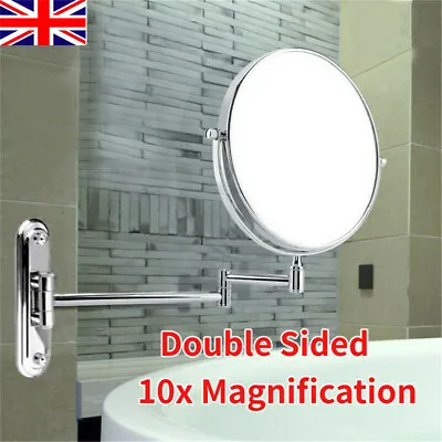 8  10X Magnifying Bathroom Shaving Makeup Mirror Wall Mounted Adjustable Down&Up • £21.91