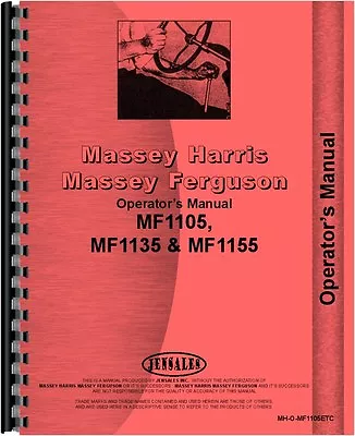 Massey Ferguson 1105 1135 1155 Tractor Operators Manual MH-O-MF1105ETC • $25.99