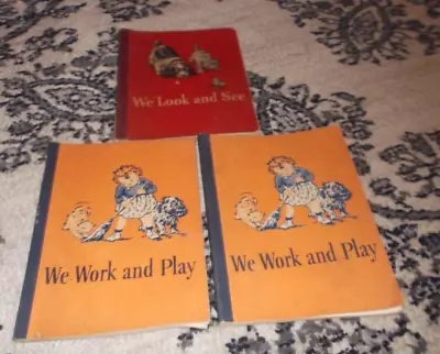 Lot Of 3 Vintage School Books - We Look And See - We Work And Play (2) - 1946 • $30