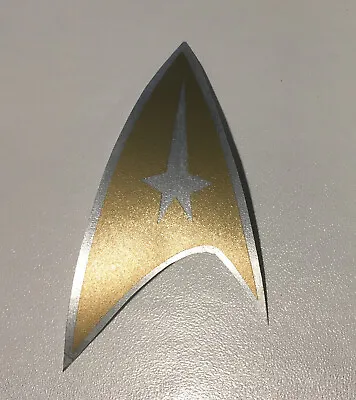 $4.99 • Buy Star Trek Brushed Metal Federation Starfleet Logo Vinyl Decal Sticker 4 1/2 Tall