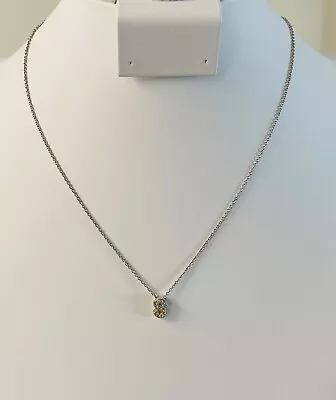 Nadri “S” Floating Pendant Silver Crystal Necklace 16  - 18” Excellent Condition • $49