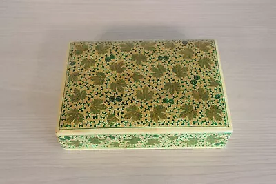 Vintage Ali Brothers Lacquer Playing Card Box Green And Gold Foliage W/ Cards • $21