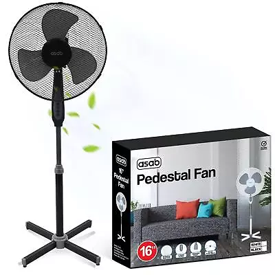 16  Cooling Tower Fan Pedestal Oscillating Standing Home Office Cool Air BLACK • £20.99