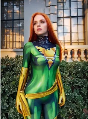 Green X-men Dark Phoenix Jean Grey Jumpsuit Cosplay 3D Costume Halloween Party • $40.84