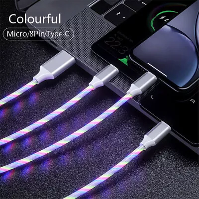 3 In 1 Fast LED Charging Cable Universal Multi Function Cell Phone Charger Cord • $6.89