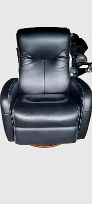 Lazy Boy Black Leather Swivel Recliner Chair • £30