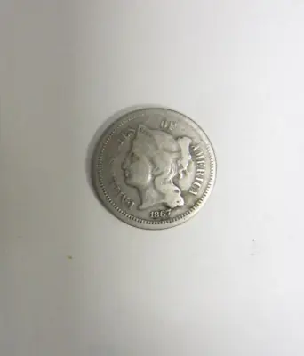 $4 • Buy 1867 3 Cent Nickel  Nice Even Grade. Type Coin. No Reserve