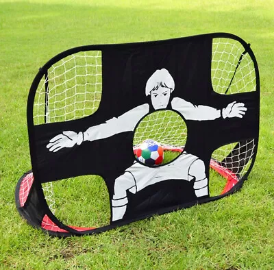 2 In 1 Foldable Football Goals Soccer Target Net Training Goal Portable For Kids • £17.79