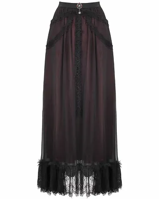 Devil Fashion Long Gothic Steampunk Maxi Skirt Red Black Mesh Bustle Victorian • $138.62