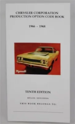 Chrysler Corporation Production Option Code Book 1966-68 • $19.99
