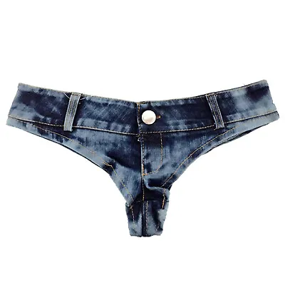 Women Low Rise Mini Denim Booty Shorts Hot Pants Jeans Bikini Thong Beach Shorts • $12.21