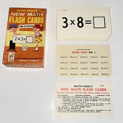 Vintage 1965 Flash Cards Milton Bradley New Math Multiplication Flash Cards • $18.99