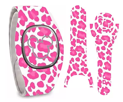 Pink Leopard Animal Print Vinyl Magic Band + Skin Vinyl Decal Wrap Compatible W • $9