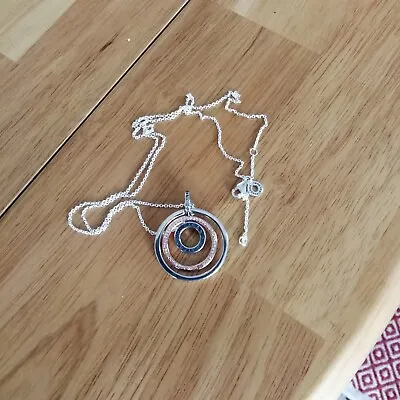 $47.46 • Buy Pandora Two Tone Circles Pendant & Necklace - NEW