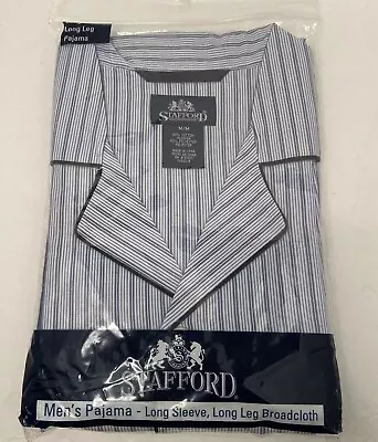 Vintage Stafford Mens Blue White Stripe Pajama Set Medium NIP • $29.99