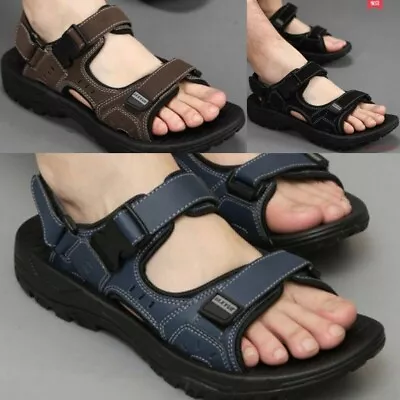 Hot Men'S Artificial Leather Sandals Summer Open Toe Sandles Sport Sandal Shoes • £23.21