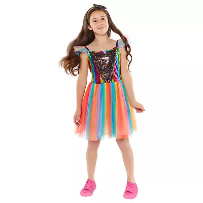 Childs Girls Beautiful Rainbow Dress Fancy Dress Costume Kids Outfit • £18.99