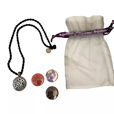 Magnabilities Black 17” Necklace With Round Pendant And 4 Charms • $24.95