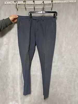 J. Crew Pants Men 34 X34 Blue Beige Bowery Slim Fit Straight Linen Cotton Luxury • $23.99