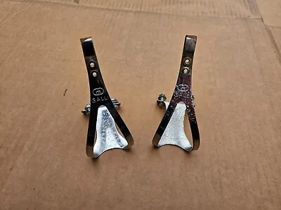 Vintage 70s Galli Road Bike Toe Clips Cages Chrome Steel • $14