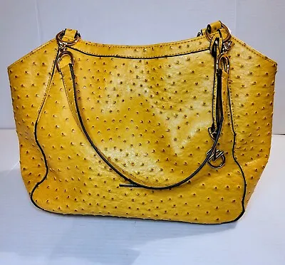 New Directions Mustard Faux Ostrich Leather Hand Bag - EUC  • $10.80