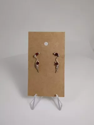 Gorgeous Silver Dark Red Siam Earrings Beaded Ear VinesGemstone Jewelry Gift • $40