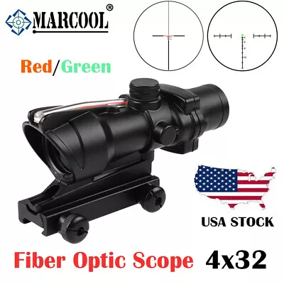 Tactical ACOG 4X32 Red/Green Crosshair Illuminated Optic Fiber Rifle Scope Sight • $69.34