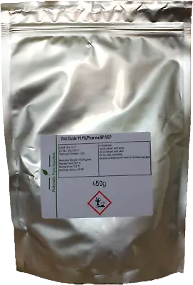 Zinc Oxide 99.9% Pure Pharma Grade/ BP/ USP Fine White Powder 450g • £13.99