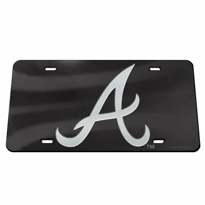 Atlanta Braves Black And Silver Crystal Mirrored Car License Plate Mlb Licensed • $29.84