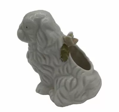 Vintage White Pottery Ceramic Shih Tzu  Dog Planter • $24.50