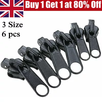 6× Fix A Zip Part Puller Universal Repair Replacement Regular 2-Way Zipper Black • £2.82