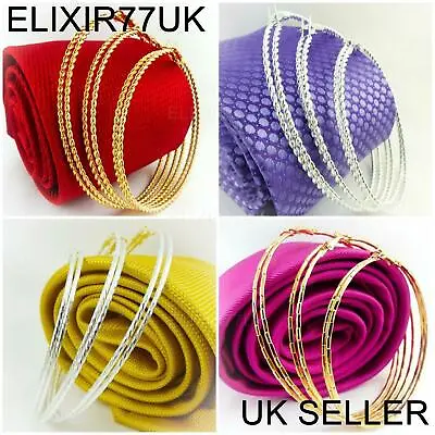 £2.39 • Buy Extra Big Large Gold Silver Hoop Earrings Women Girl Stud Cross Long Huge Circle
