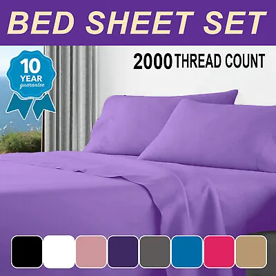 $23.49 • Buy 2000TC Hotel Collection Bed Sheet Set Fitted Flat Pillowcases S/D/Queen/K/KS AU